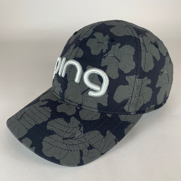 Ping Golf Navy Blue Green Floral Print Relaxed Fit Strapback Adjustable Hat - Picture 1 of 7